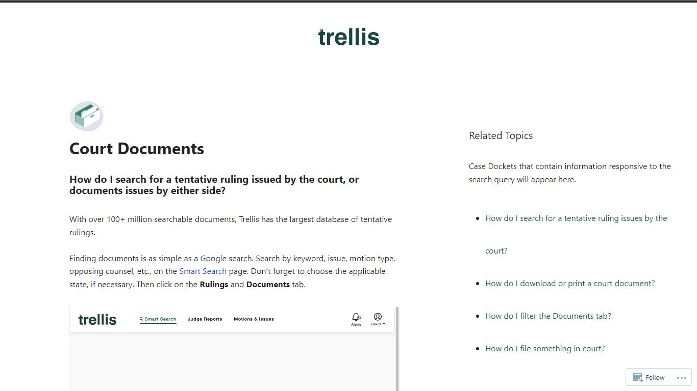 Court Documents – Trellis Support