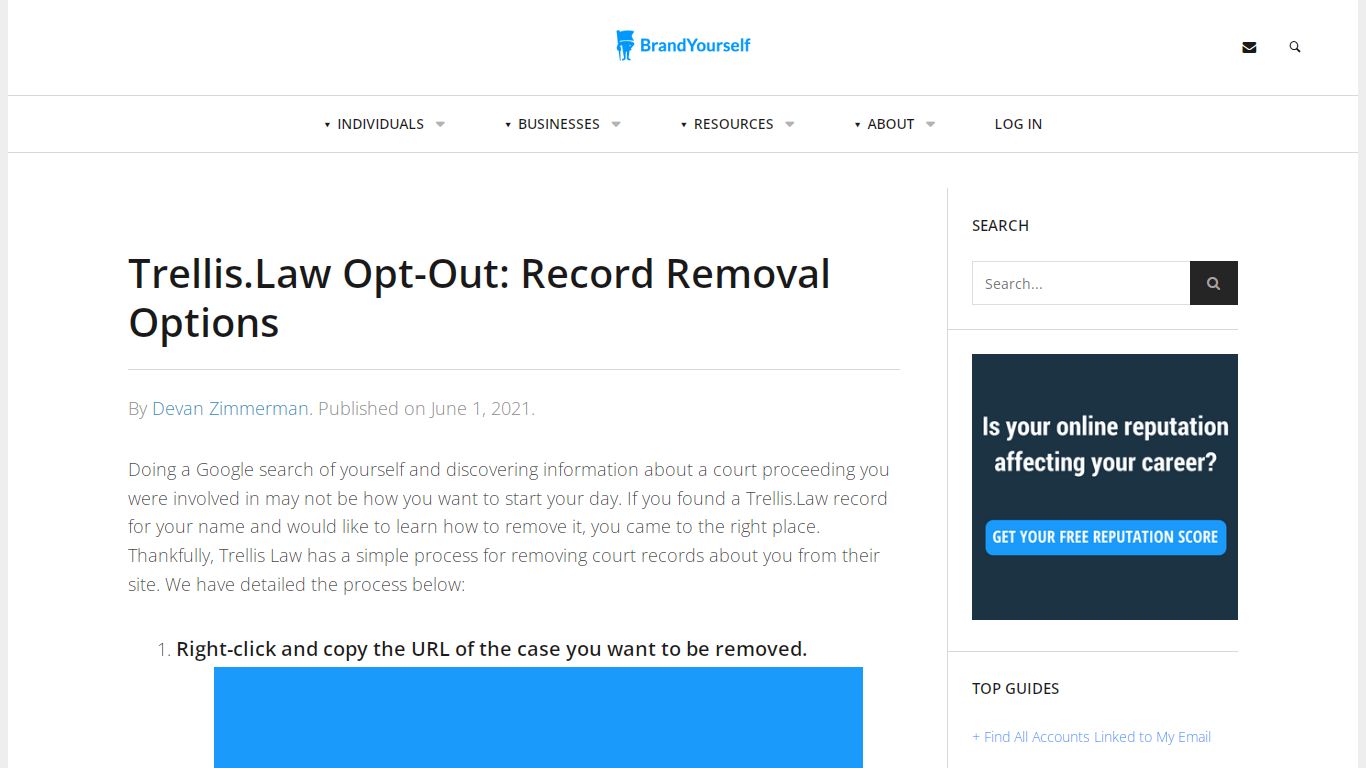 Trellis.Law Opt-Out: Record Removal Options - BrandYourself